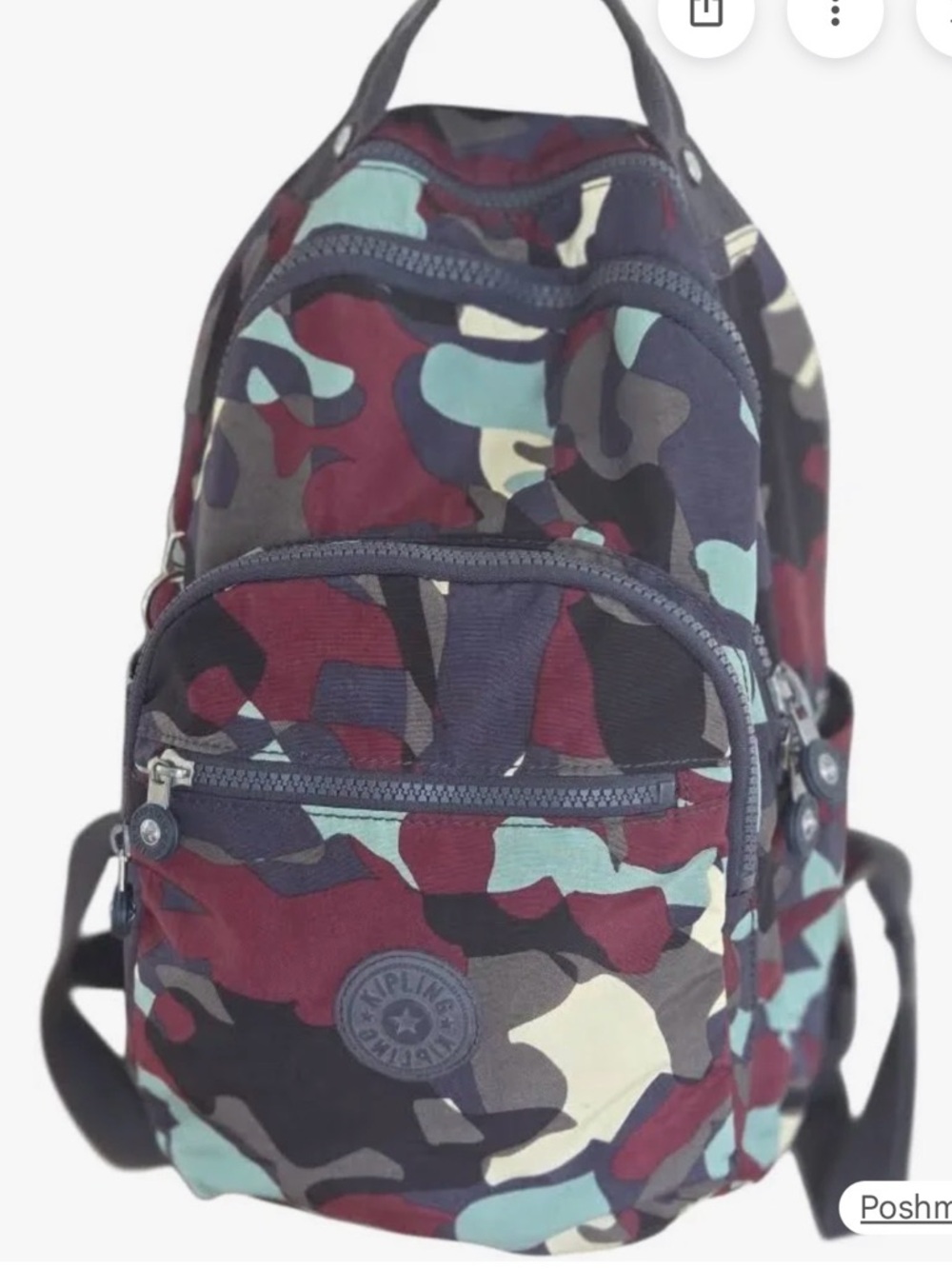 Kipling Gray Camouflage Mini Backpack